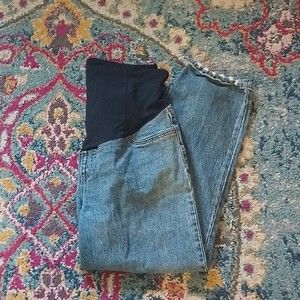 Isabel Maternity Medium Wash Belly Panels Crop Jeans 12